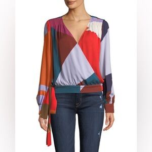 Tanya Taylor Size 6 Klara Colorblock Long-Sleeve Top